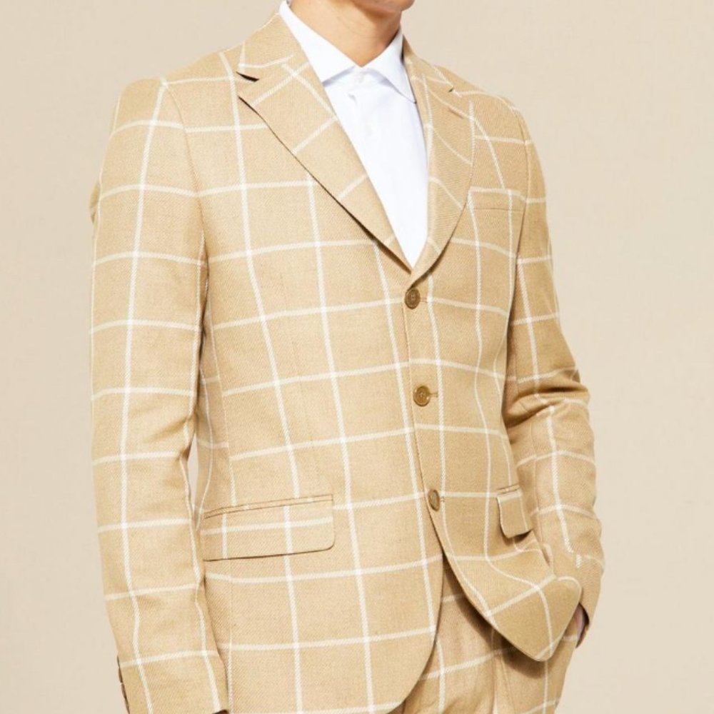 Single Breasted Plaid Slim-Fit Suit (36R) and Pants (32x30)